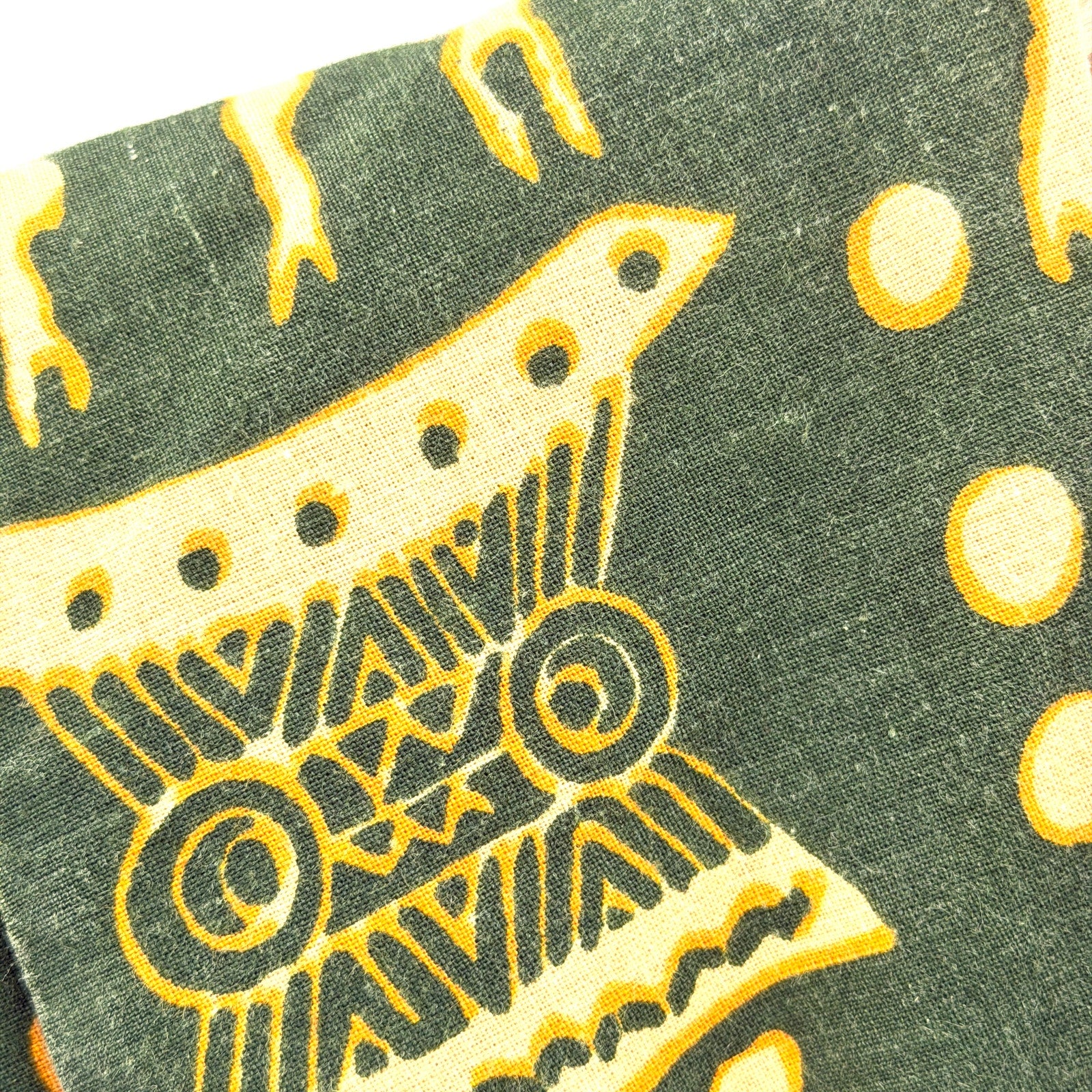 Vintage 90s You Lim California Green Yellow 100% Cotton Tribal Trapeze Dress