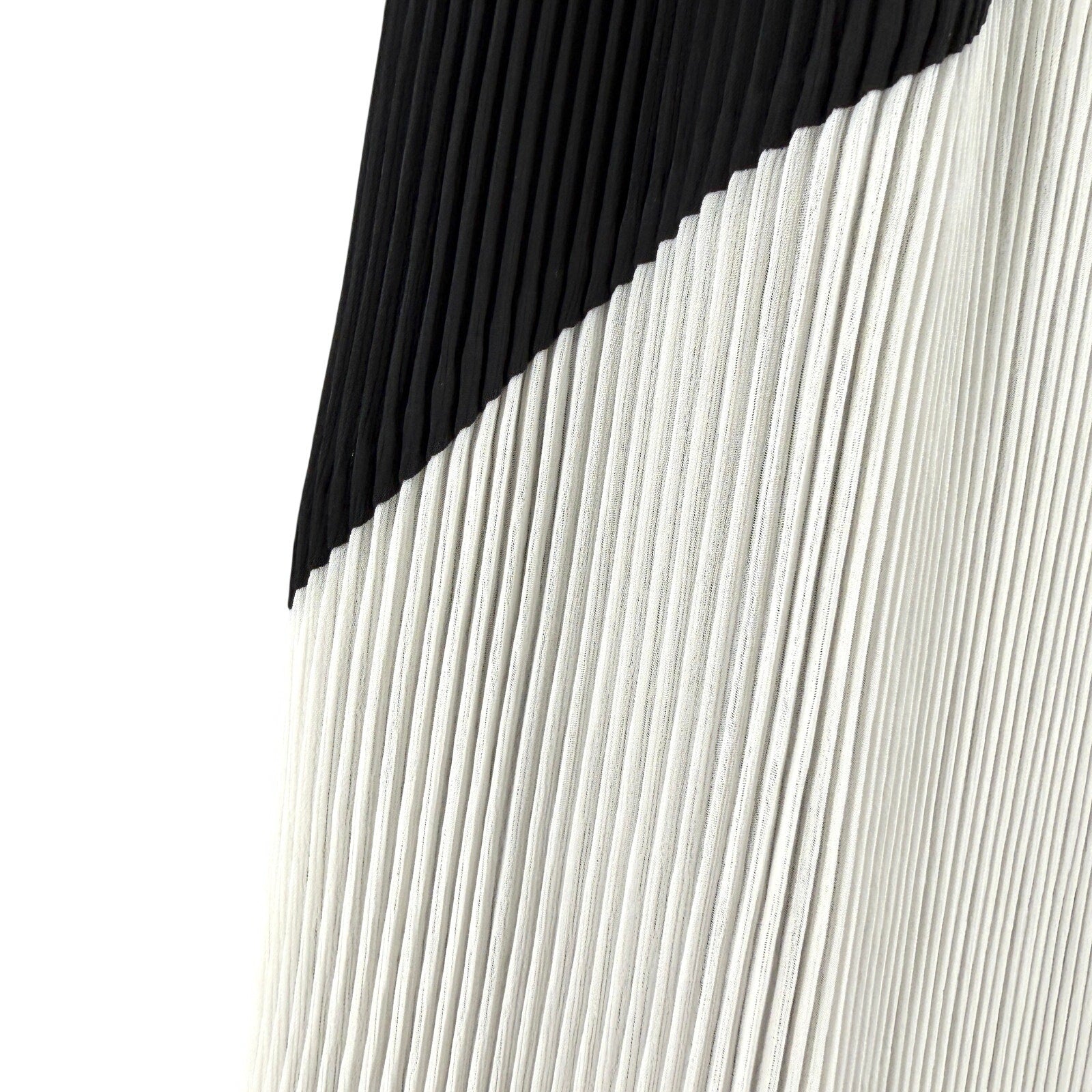 Halston Black Chalk Color Block Pleated Wrap Skirt