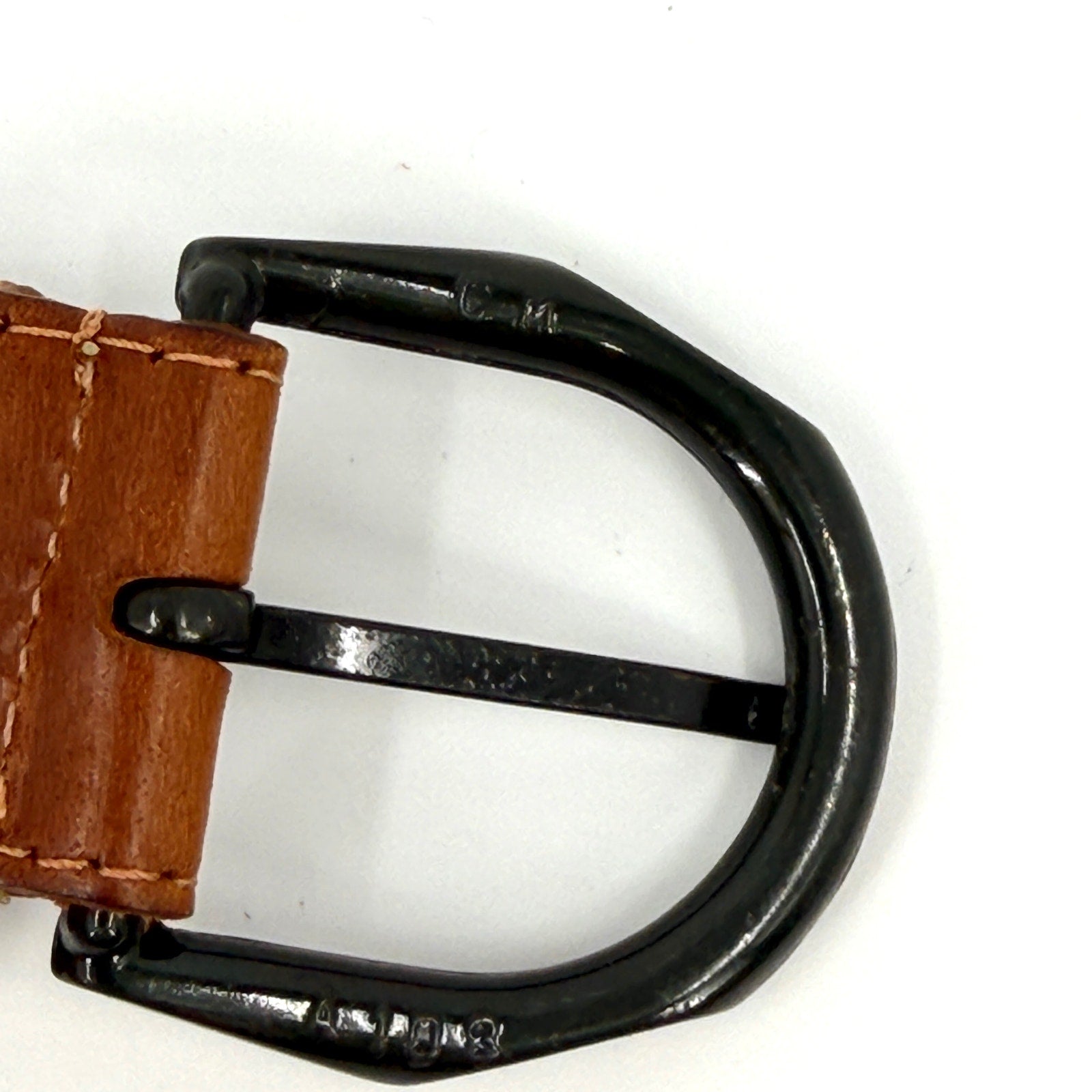 Vintage 90s Brown Genuine Leather Contrast Forest Green Trim Belt