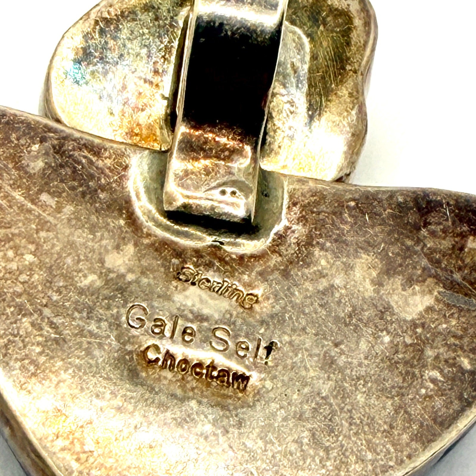 Vintage 90s Stamped Gale Self Choctaw Sterling Silver Lapis Citrine Pendant