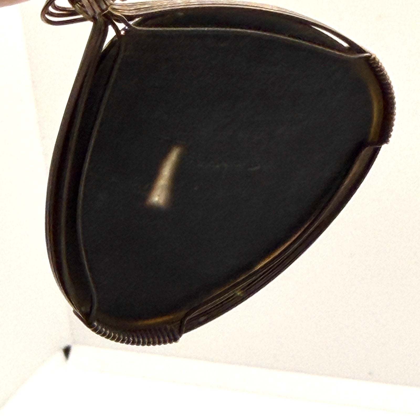 Vintage 90s Black Onyx Druzy Sterling Silver Wire Wrap Trillion Pendant