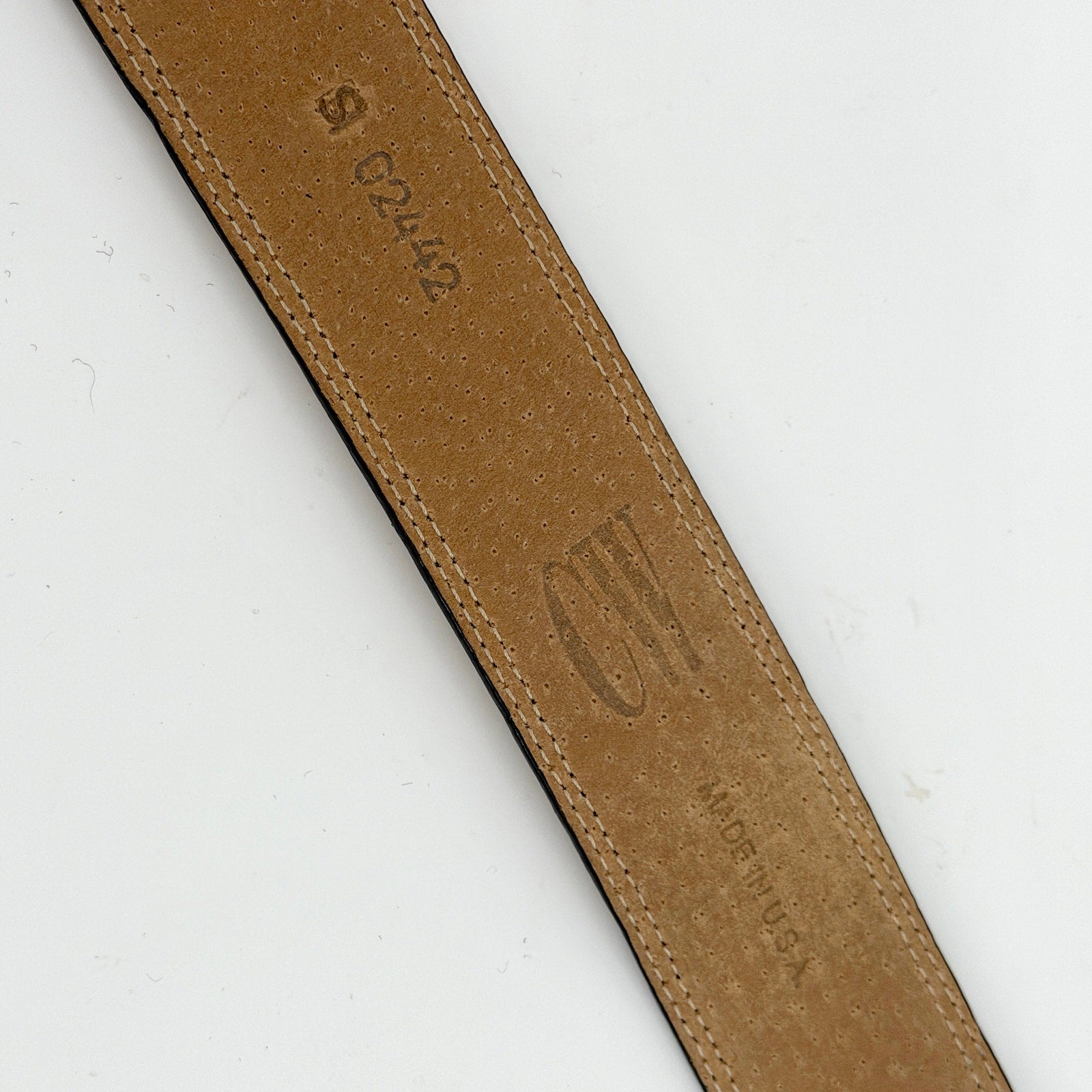 Vintage 90s CW Tan Genuine Suede Croc Embossed Leather Belt