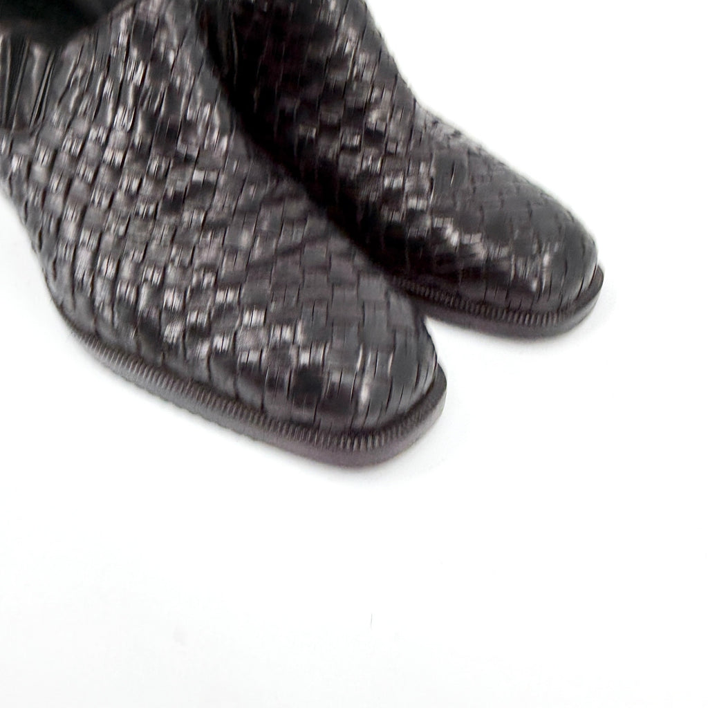 Vintage 90s Cole Haan Black Woven Genuine Leather Cuban Heel Shoes