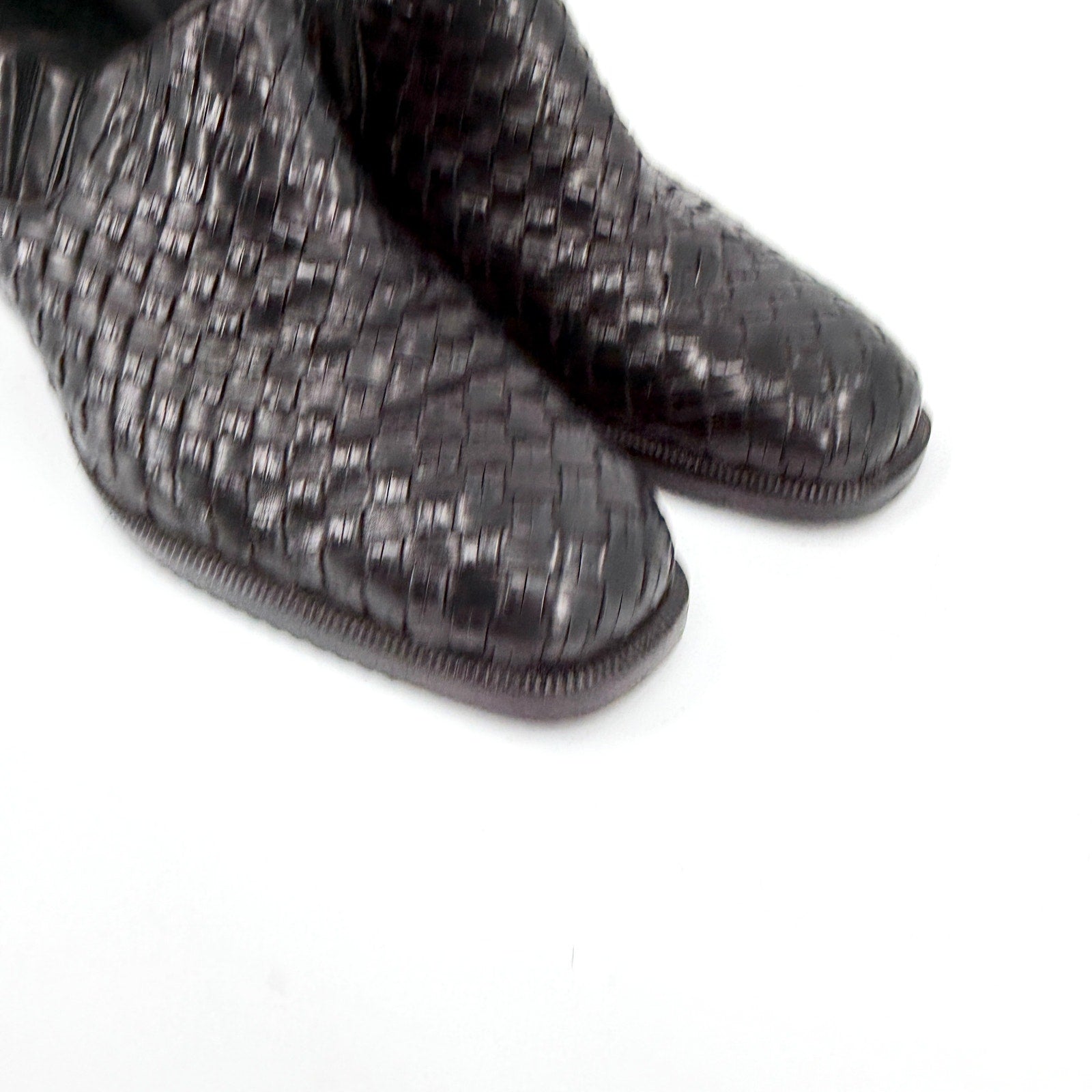 Vintage 90s Cole Haan Black Woven Genuine Leather Cuban Heel Shoes