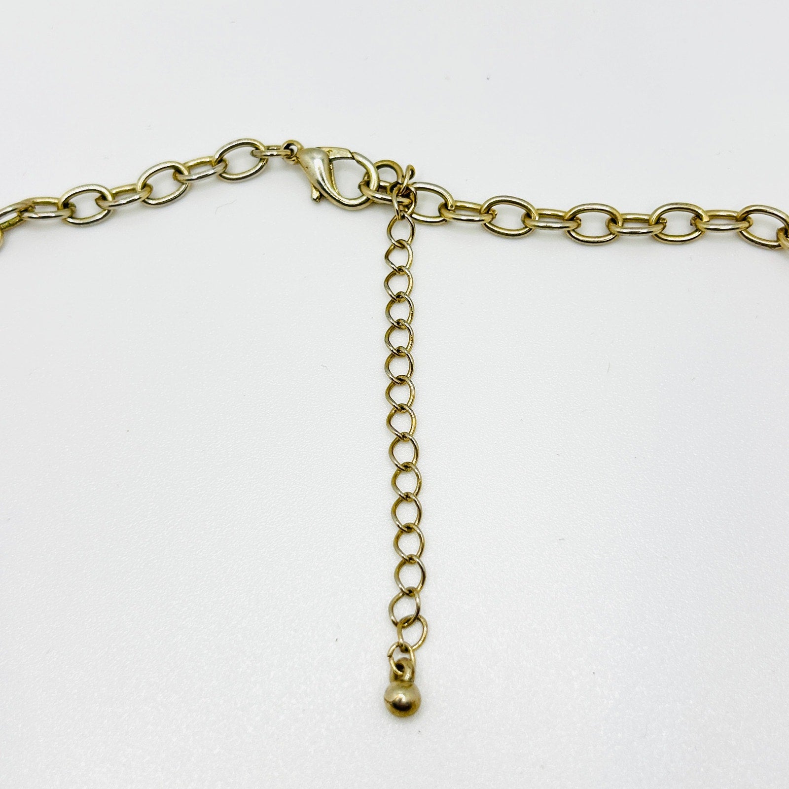 Y2k Yellow Gold Rhinestone Crystal Chain Link Bib Glam Bling Costume Necklace