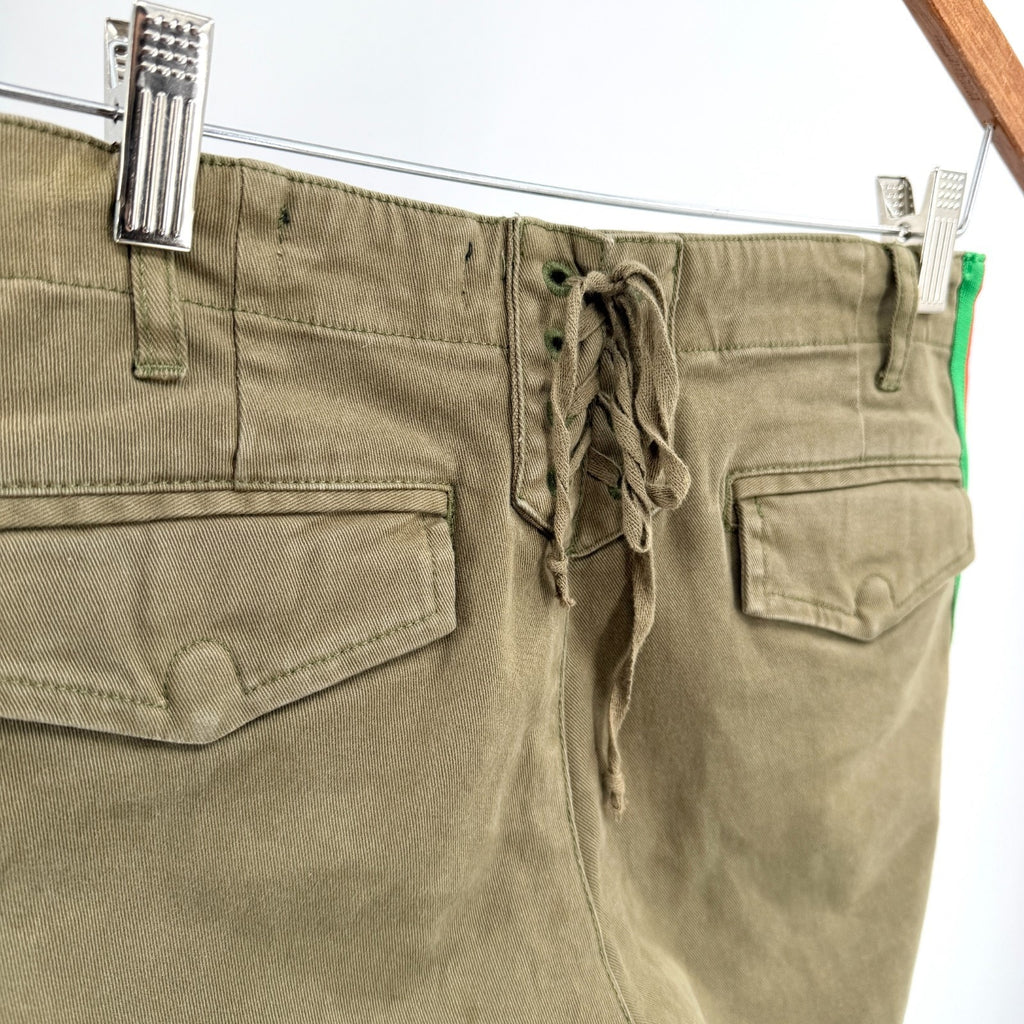 Pam & Gela Olive Green Retro Rainbow Stripe Skinny Pants