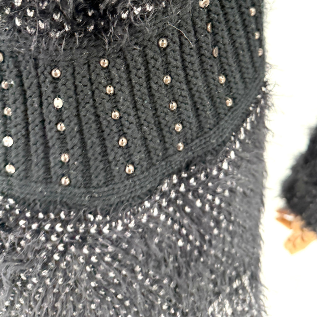 Vintage Y2K Alberto Makali Black White Studded Eyelash Knit Cardigan