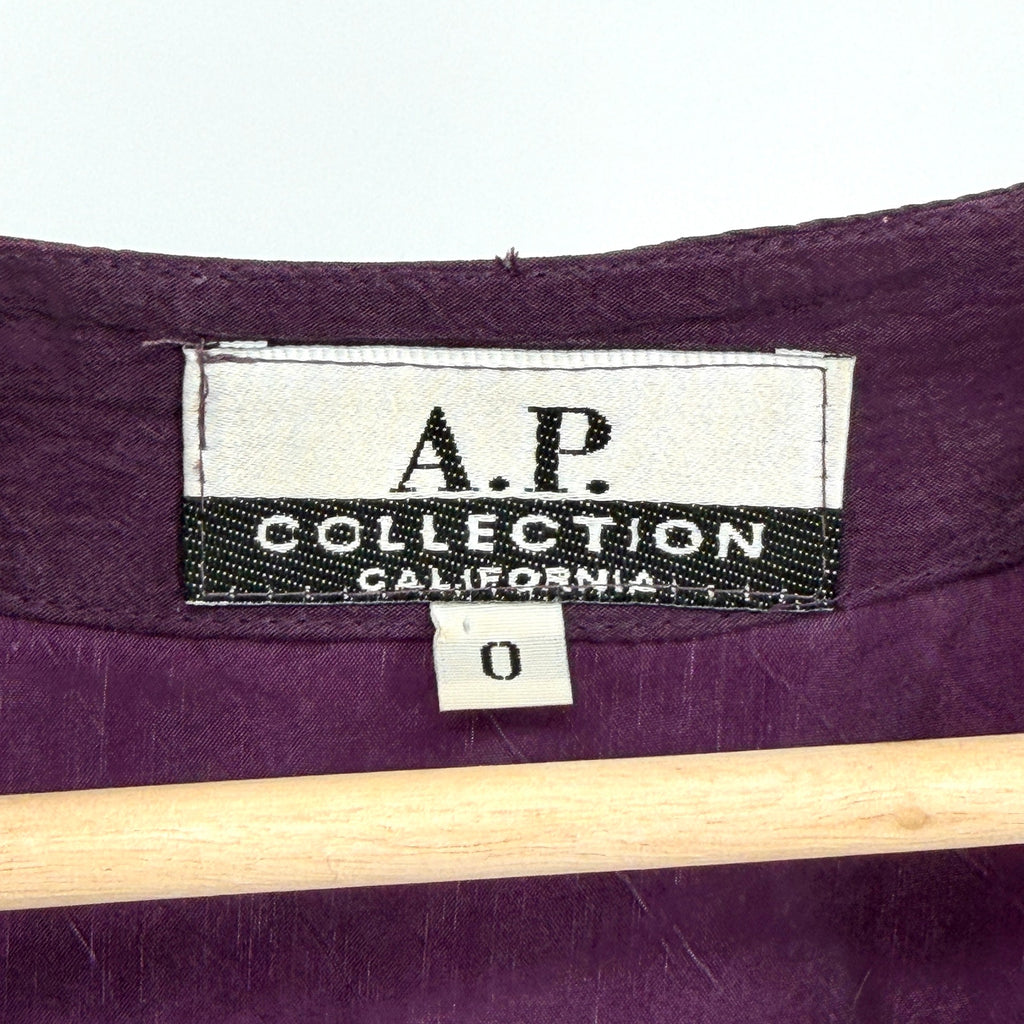 Vintage 90s A.P. Collection Eggplant Mixed Texture Oversized Blouse