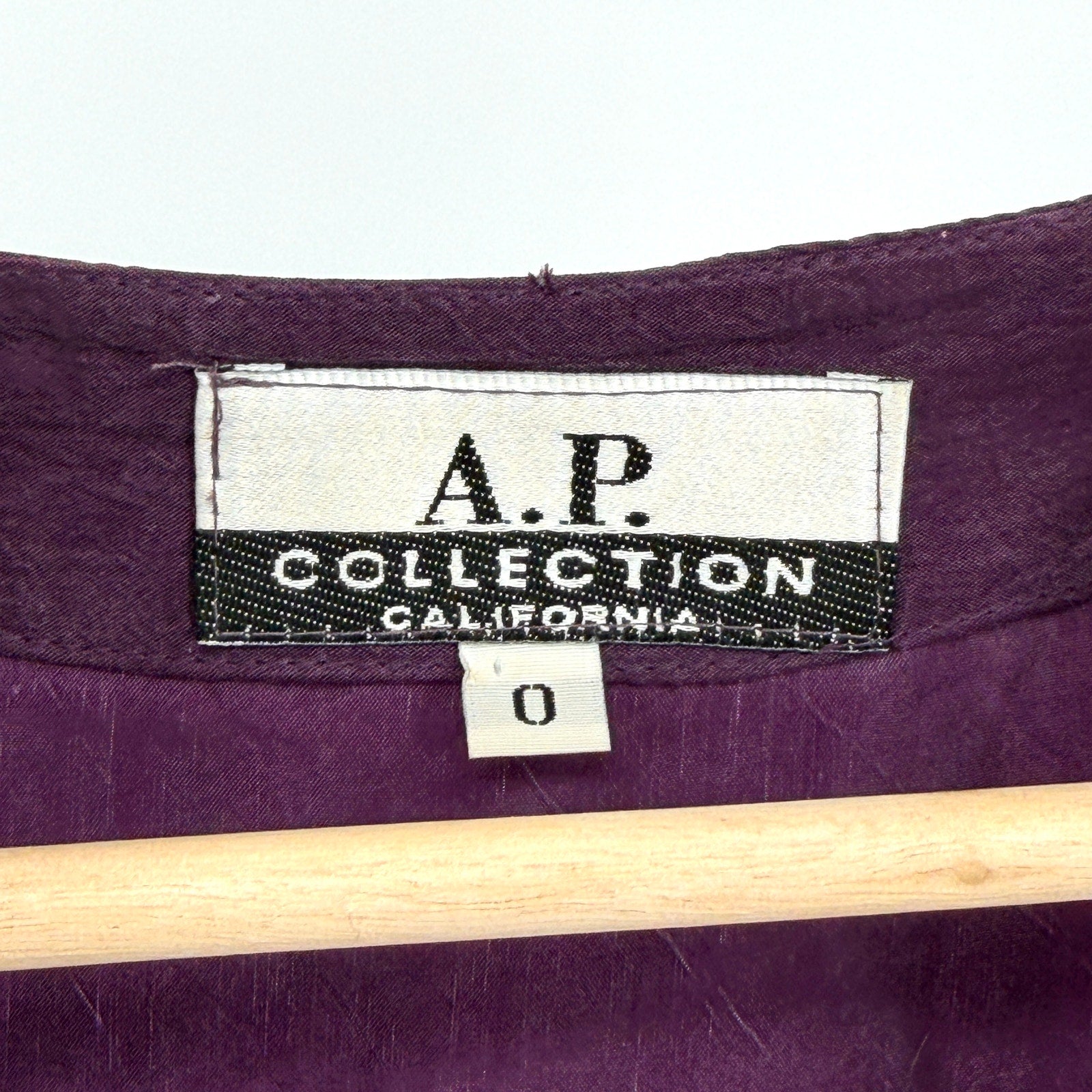 Vintage 90s A.P. Collection Eggplant Mixed Texture Oversized Blouse