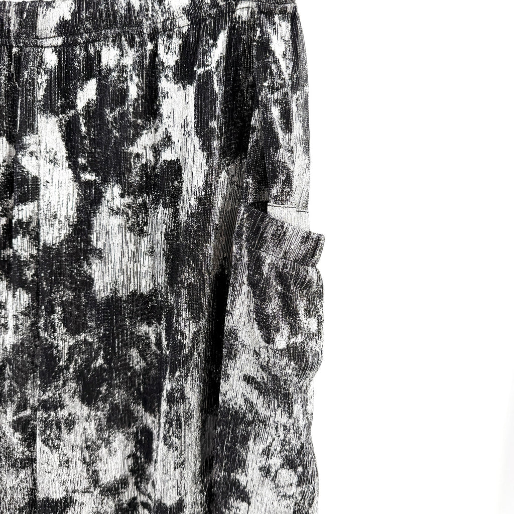 Vintage Y2K Samuel Dong Black Silver Maximalist Tiered Wide Leg Cropped Pants