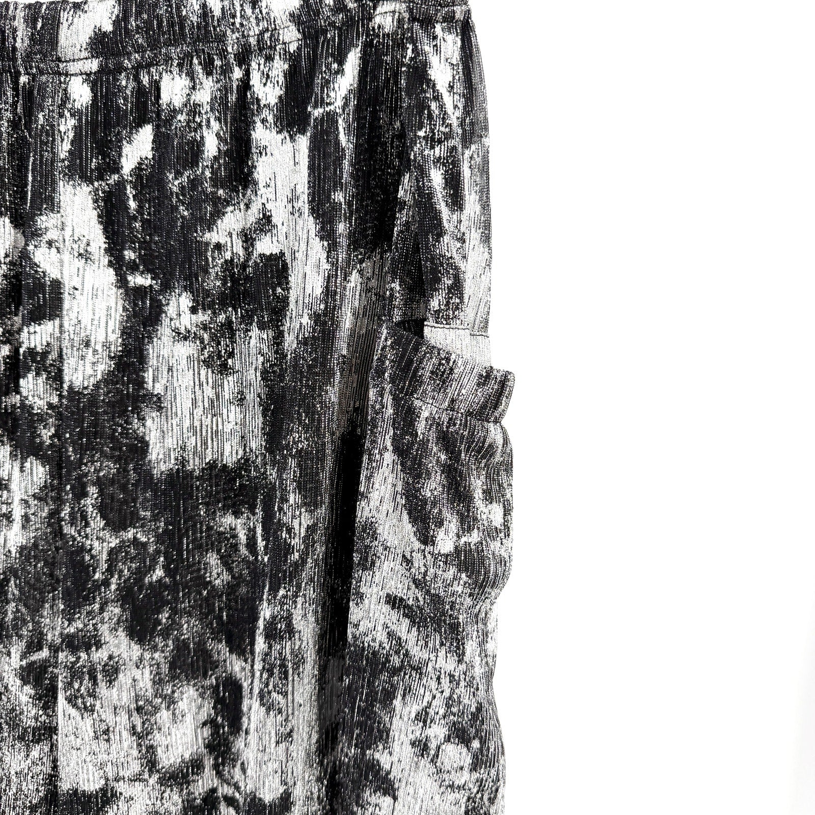 Vintage Y2K Samuel Dong Black Silver Maximalist Tiered Wide Leg Cropped Pants