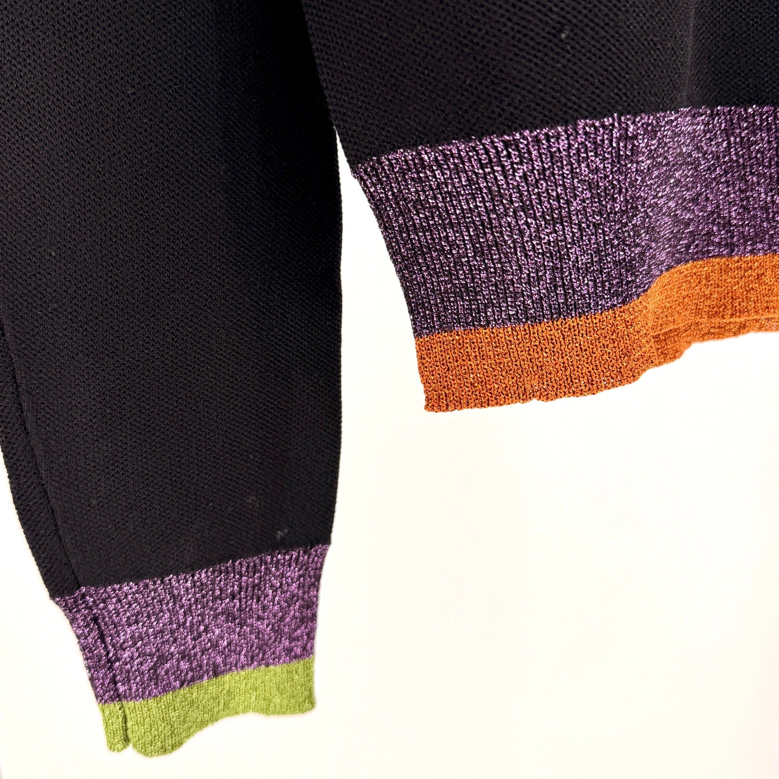 Bimba Y Lola Black Metallic Trim Embroidered Swan Sweater