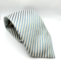 Vintage 90s Bernini 100% Silk Blue Cream Striped Necktie NWT