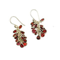 Vintage 90s Garnet Red Sterling Silver Bohemian Cascade Dangle Earrings