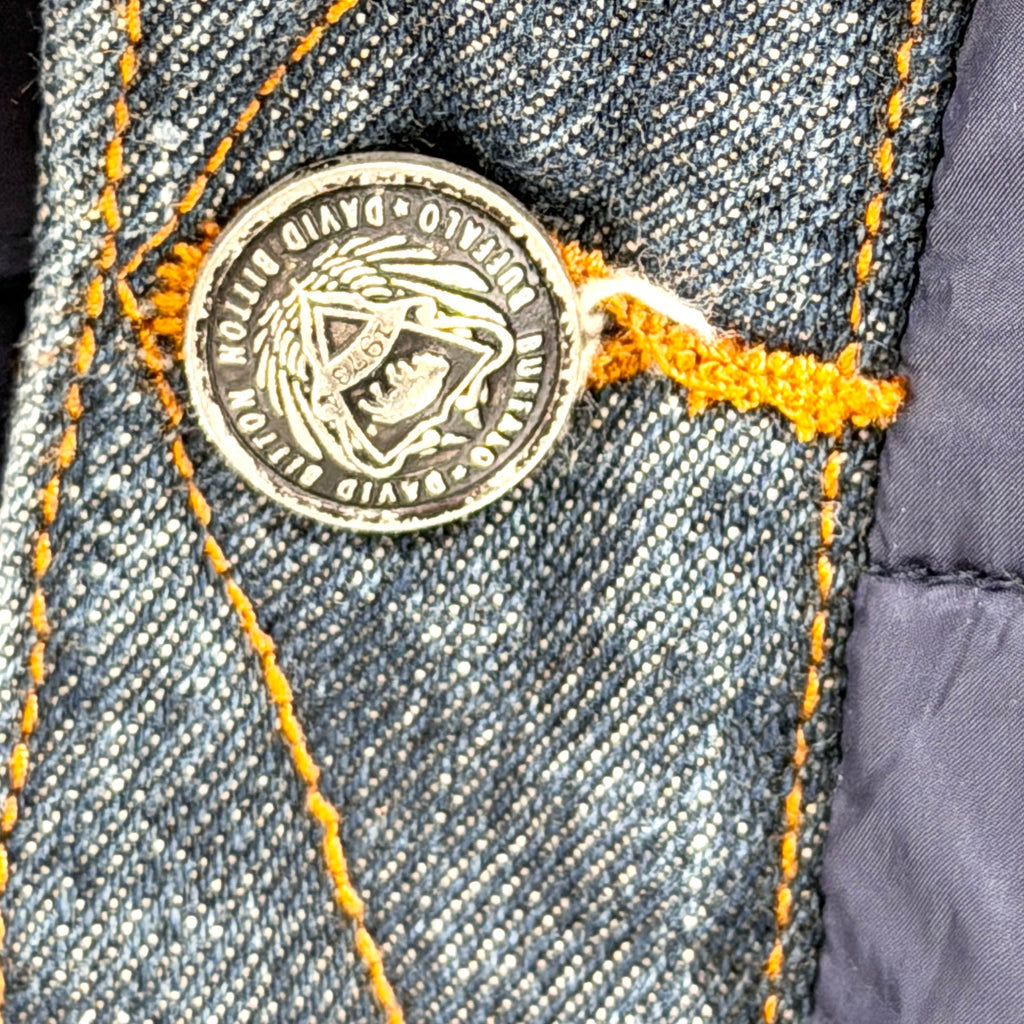Buffalo David Bitton Navy Blue Denim Faux Shearling Puffer Jacket