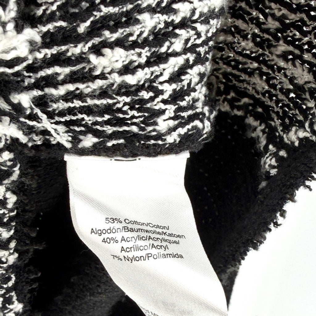 Donna Karan New York Black White Tweed Colorblock Cardigan Sweater