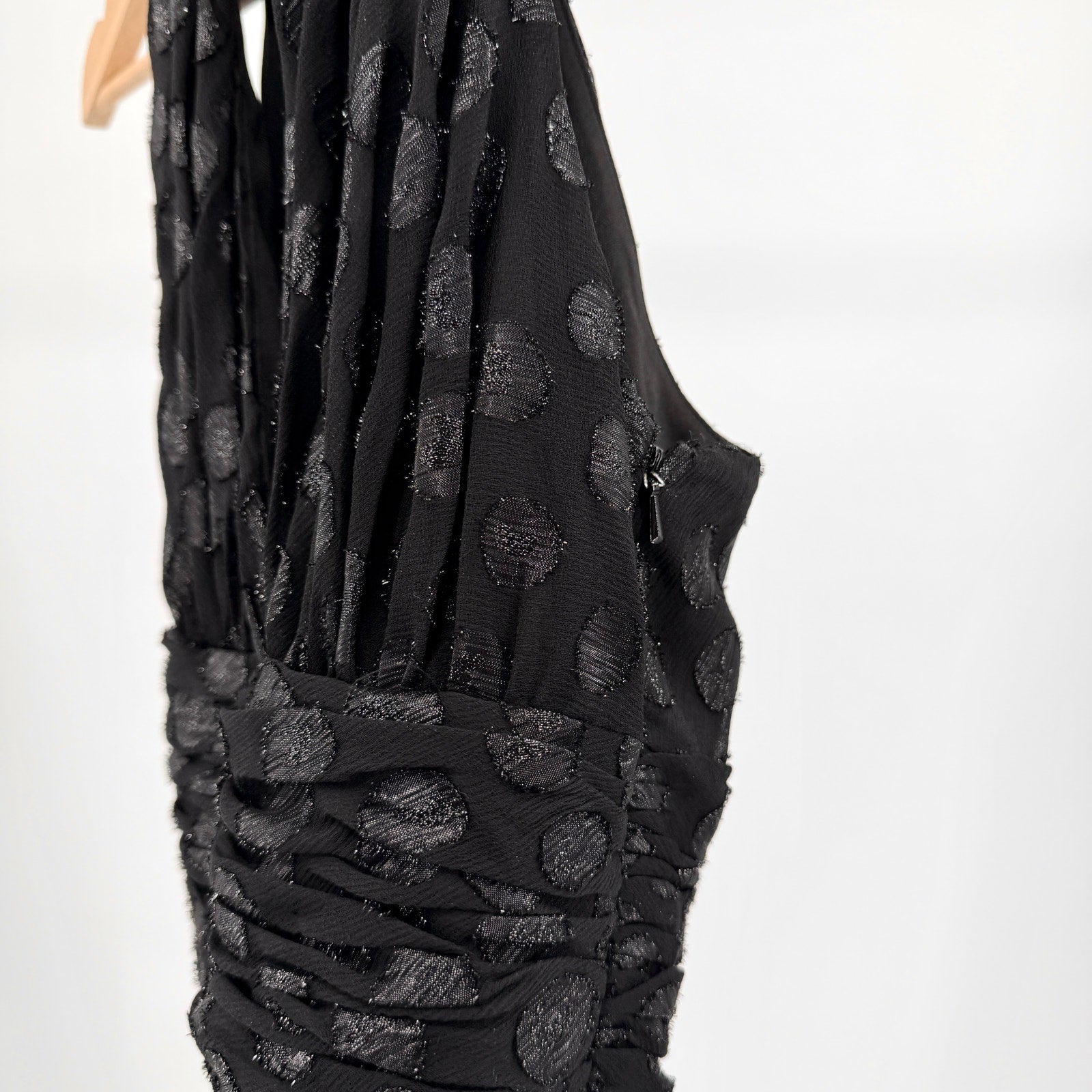 Evan-Picone Black Glitter Polka Dot Sleeveless Cocktail Dress