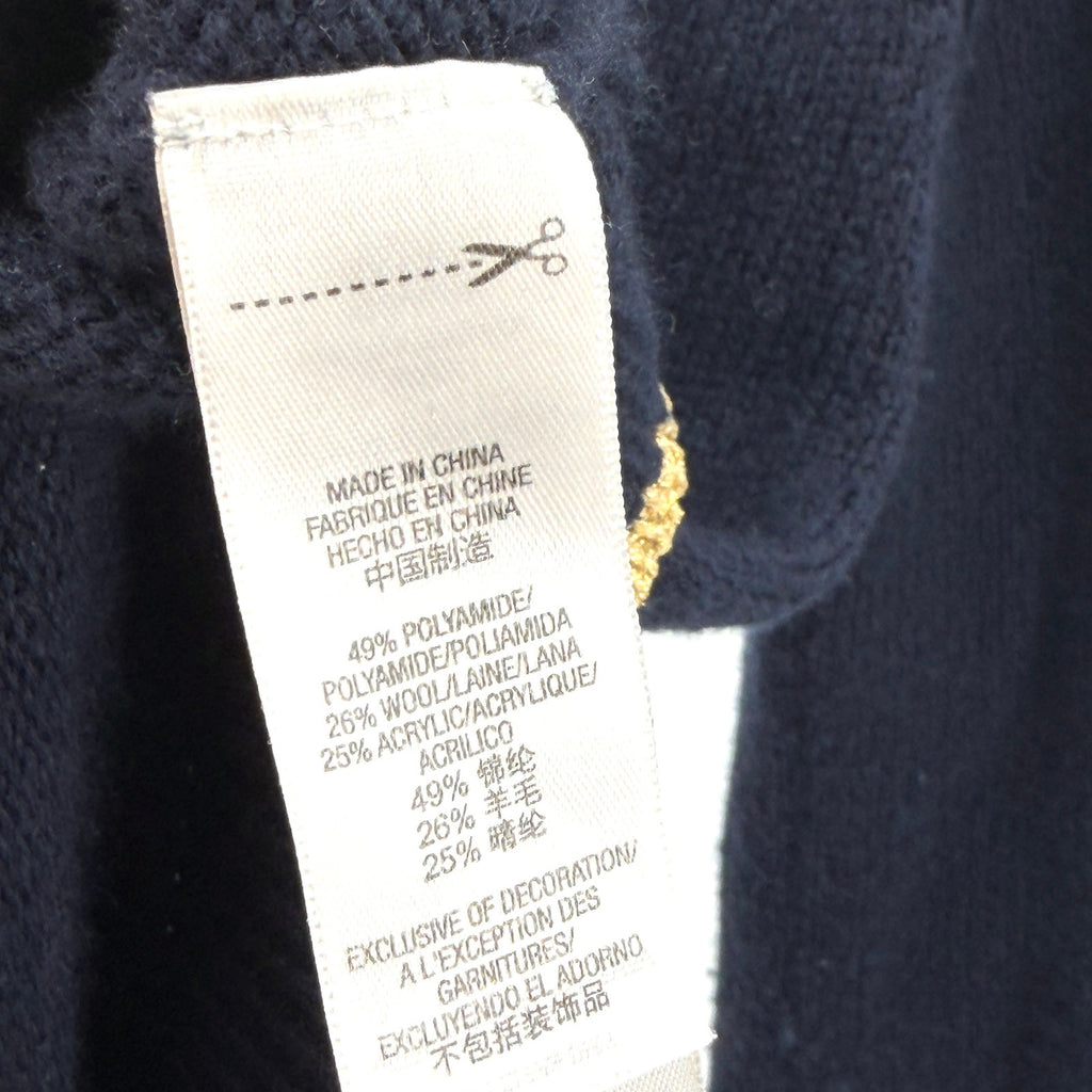 Vintage Y2K Juicy Couture Navy Blue Preppy Gold Metallic Trim Cardigan