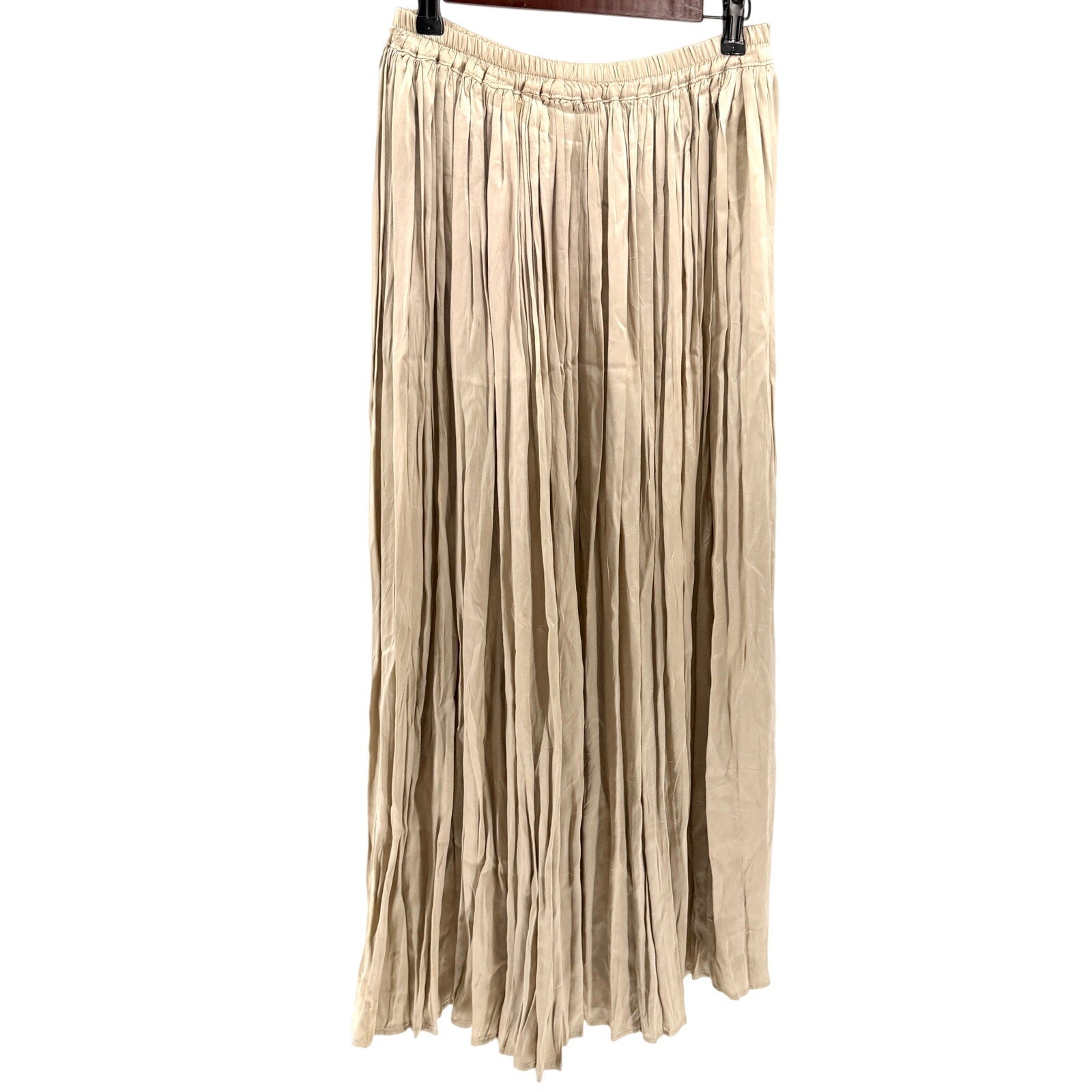 Vintage 90s Double D Ranchwear Cream Silk Satin Pleated Western Maxi Skirt