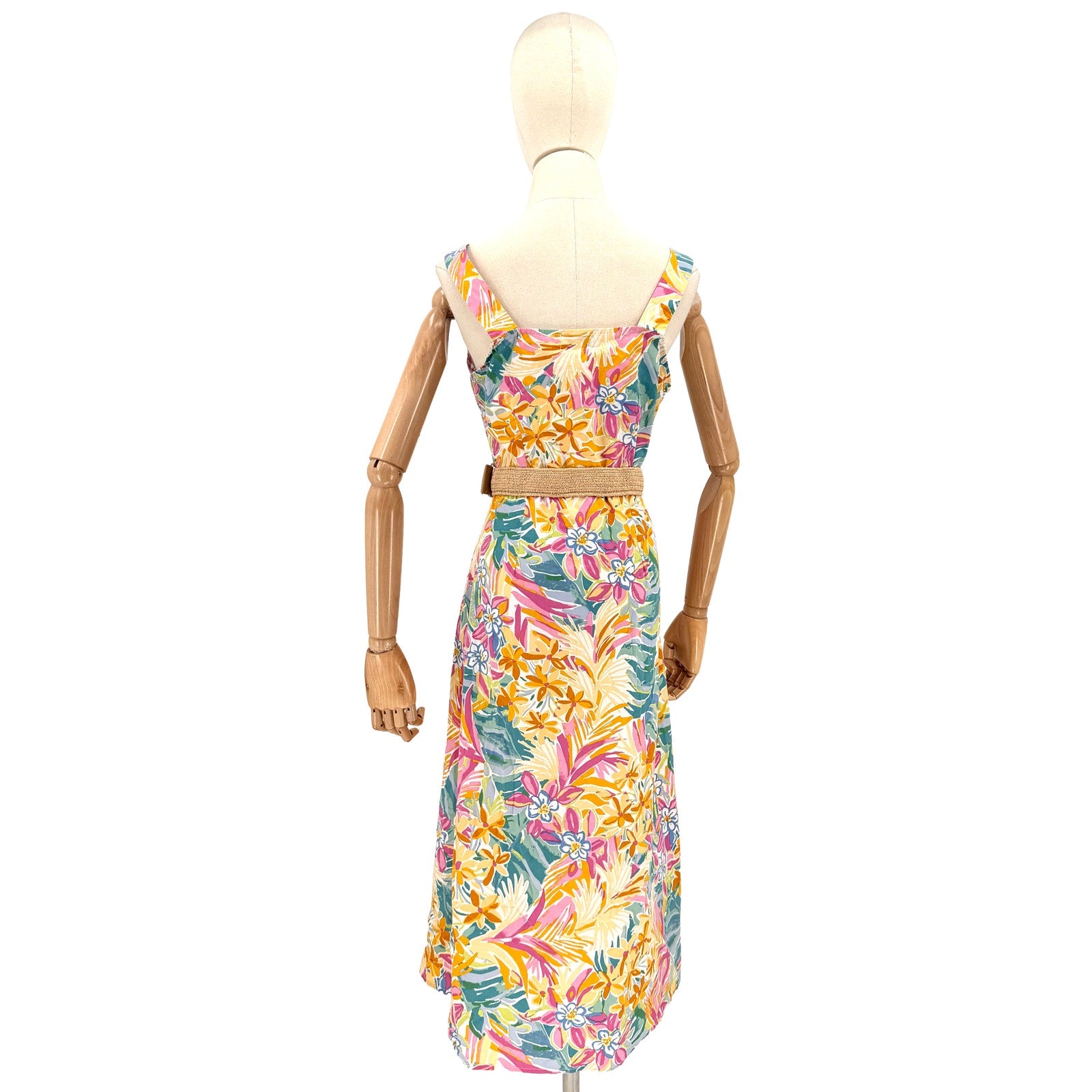 Le Bain Par Molly Bracken Pink Floral 100% Cotton Belted Midi Sundress
