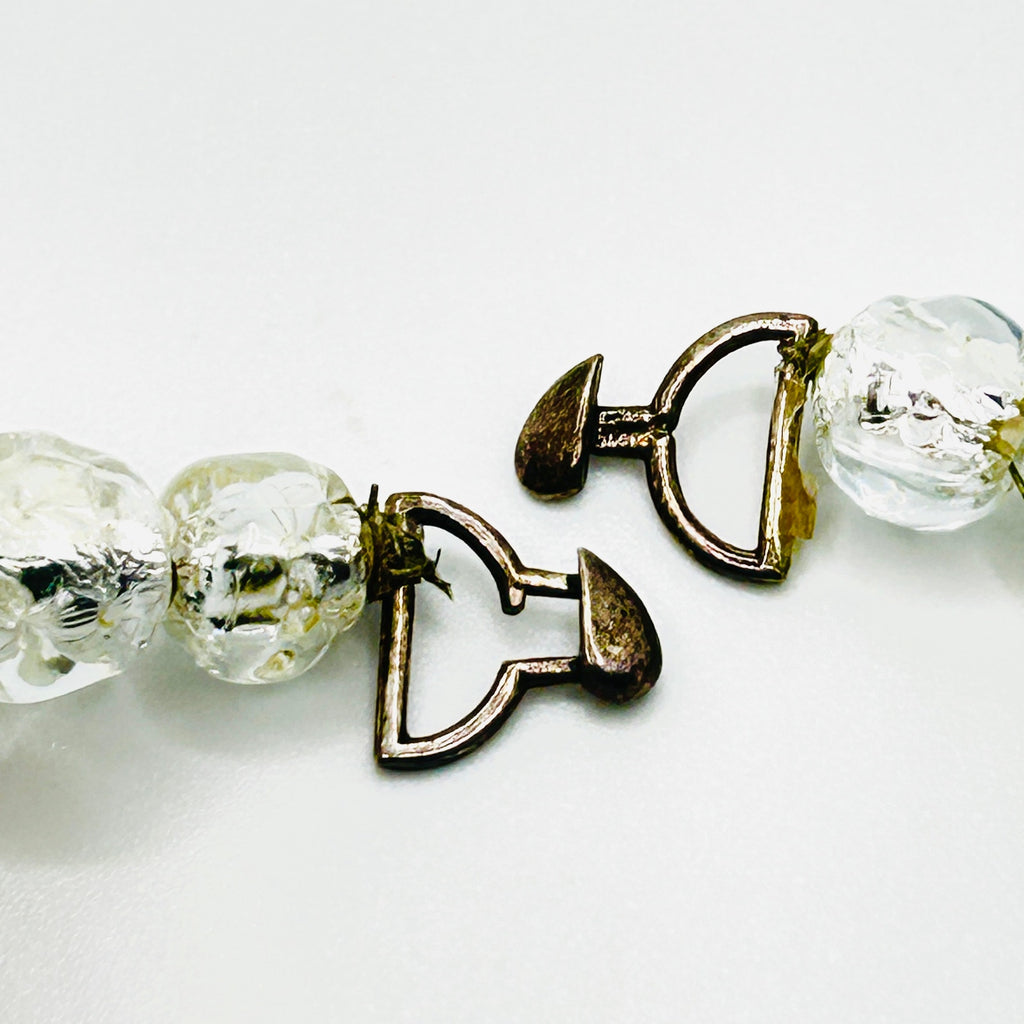 Vintage Heart Clasp Faceted Clear Glass Beaded Romantic Statement Necklace