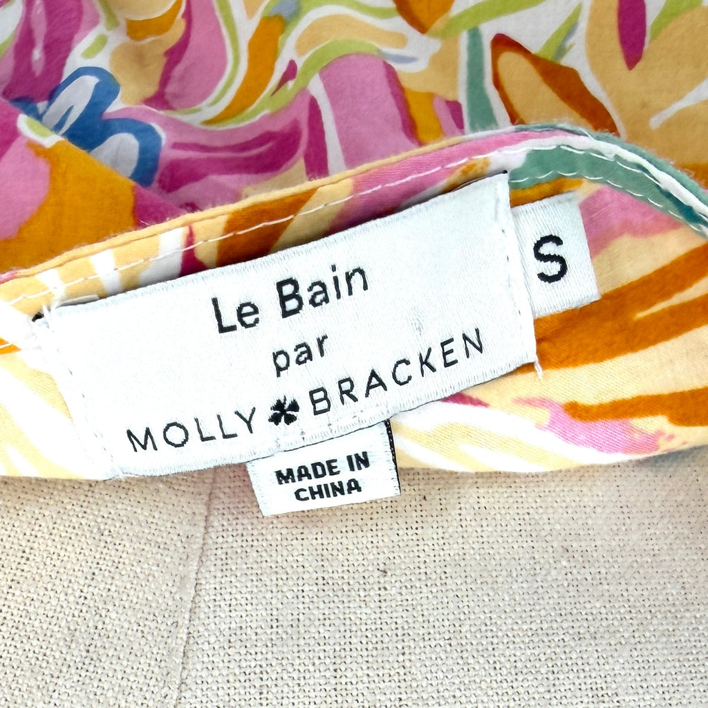 Le Bain Par Molly Bracken Pink Floral 100% Cotton Belted Midi Sundress