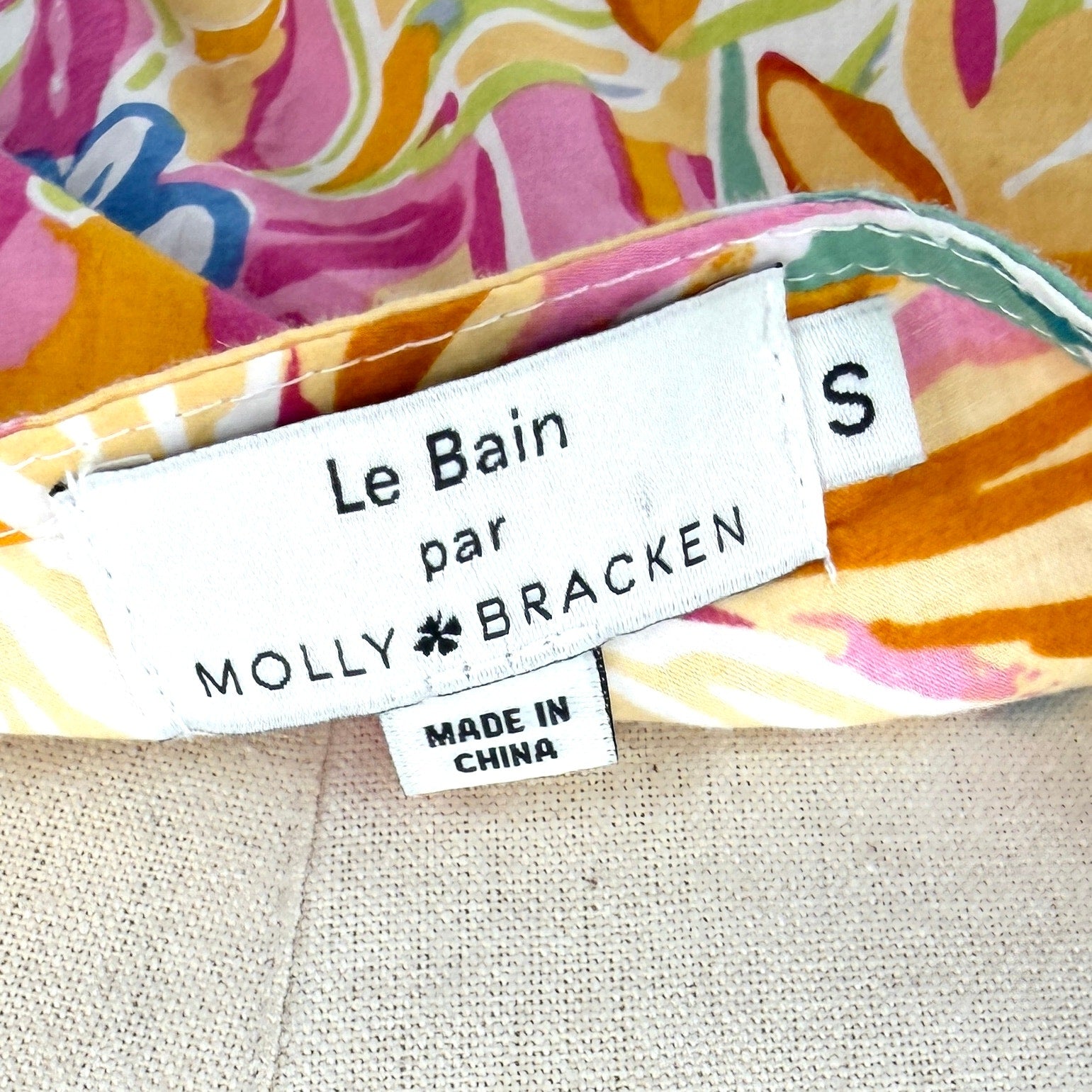 Le Bain Par Molly Bracken Pink Floral 100% Cotton Belted Midi Sundress