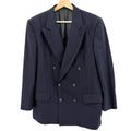 Vintage 90s Burberry Navy Blue 100% Wool Pinstripe Double Breasted Blazer