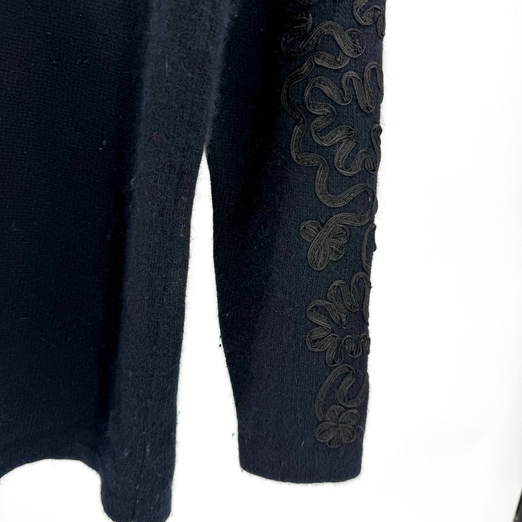 Vintage 80s Outlander Black Tonal Soutache Embroidered Sweater
