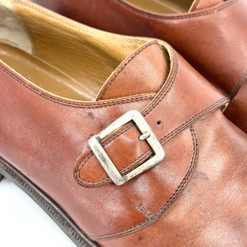 Vintage 90s Italian Brown Genuine Leather Monk Strap Shoes