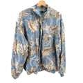 Vintage 90s Coaco Blue Silk Seashell Pearl Print Bomber Jacket