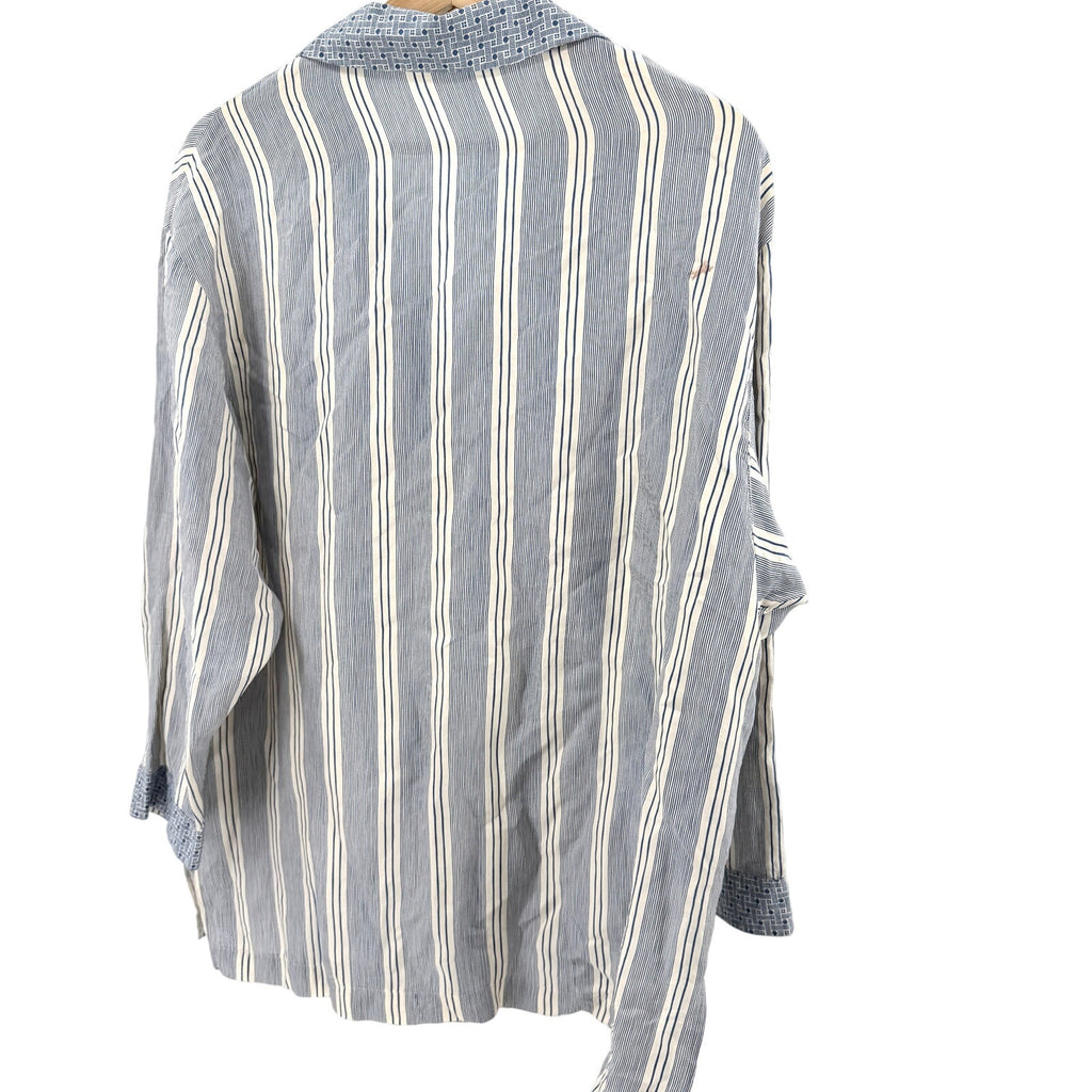 Vintage 90s Louis Féraud 100% Silk Striped Oversized Pajama Top