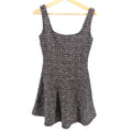 Aqua Black and Pink Tweed Metallic Fit and Flare Mini Dress