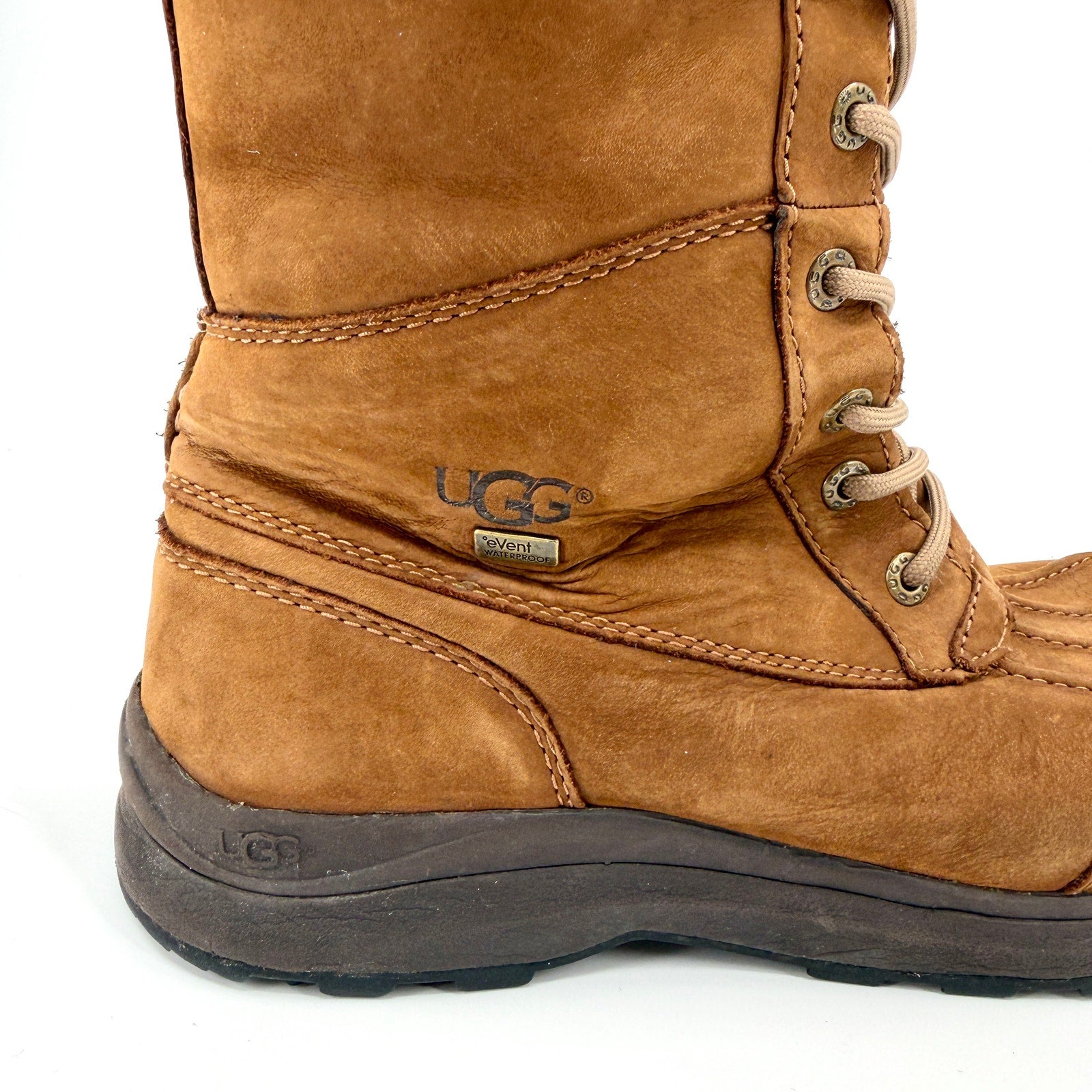 UGG Chestnut Brown Genuine Suede Waterproof Winter Lace Up Boots