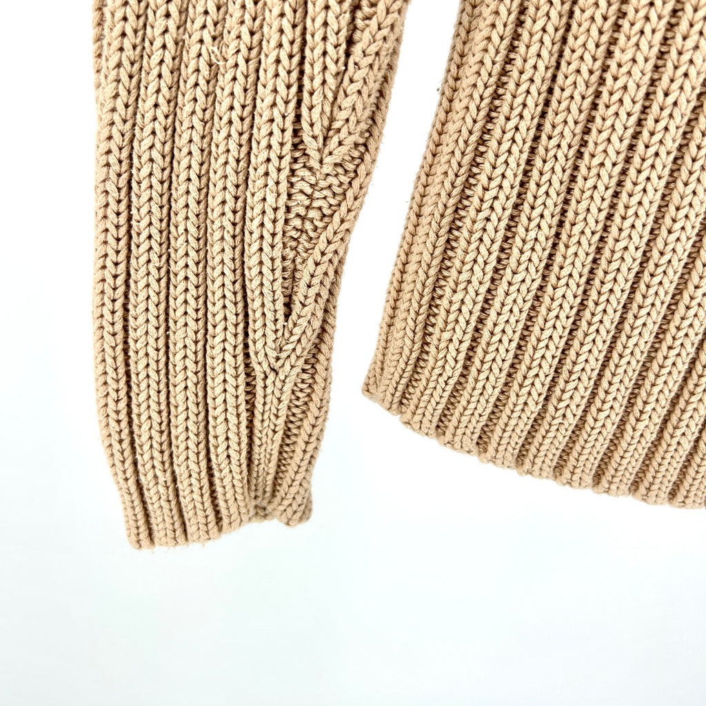 Vintage 90s Brooks Brothers Camel Ribbed 100% Cotton Cable Knit Sweater