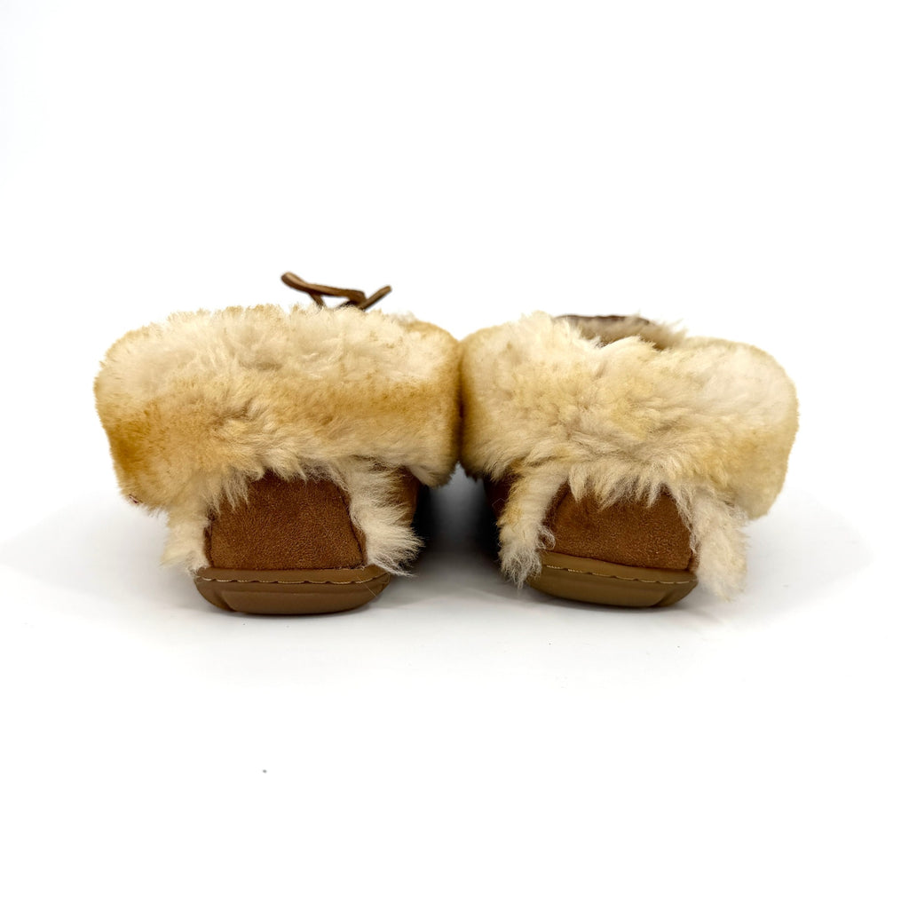 LL Bean Brown Genuine Suede Shearling Moccasin Slippers
