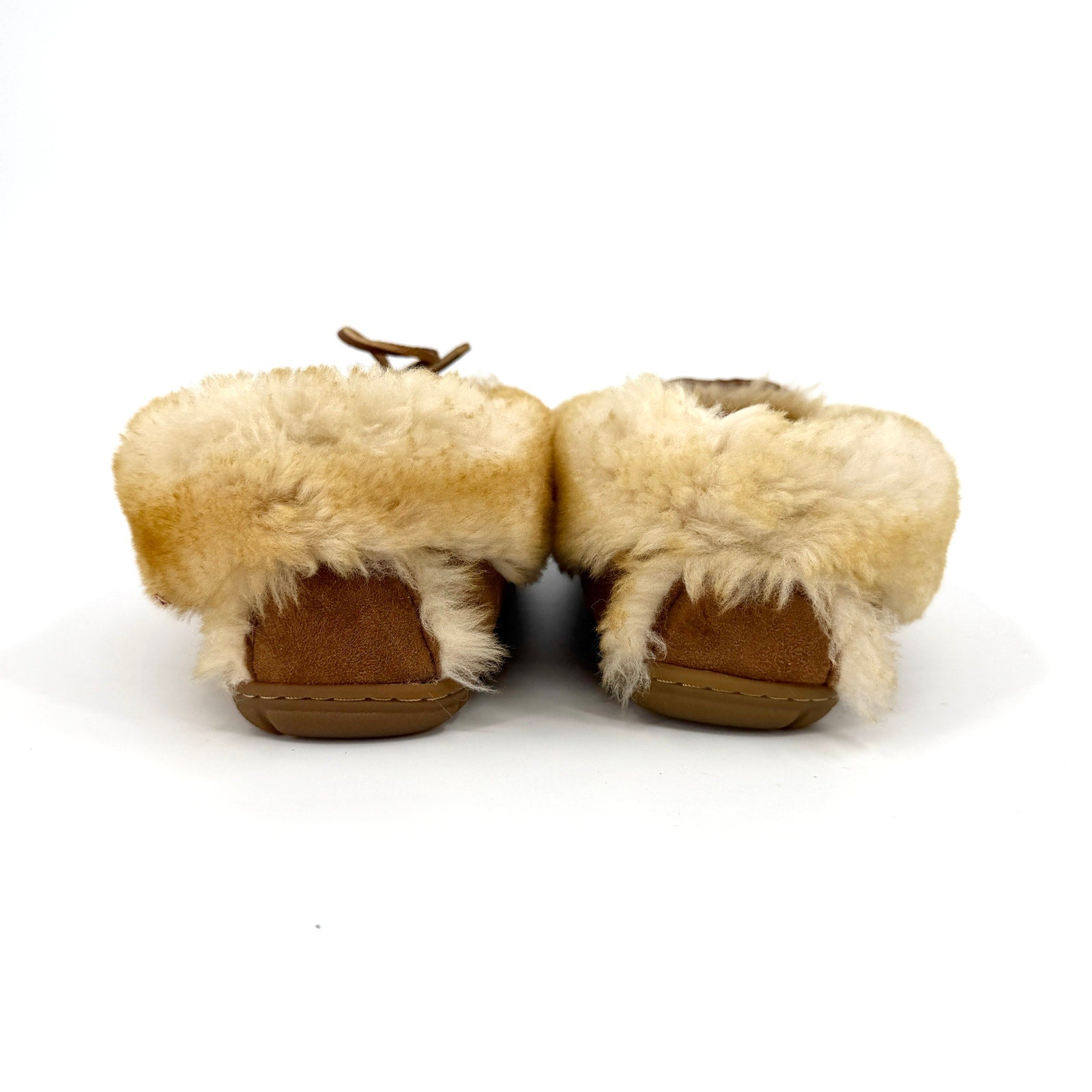 LL Bean Brown Genuine Suede Shearling Moccasin Slippers