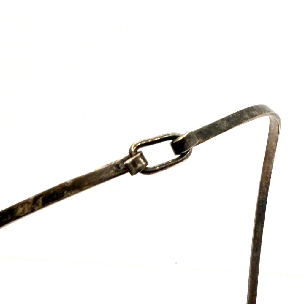 Vintage 90s Stamped Mexico Sterling Silver V Neck Rigid Collar Choker Necklace