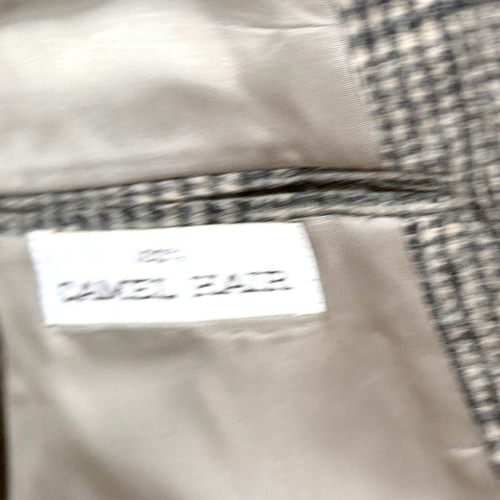 Vintage 80s Bill Blass Beige Black Plaid 100% Camel Hair Preppy Blazer