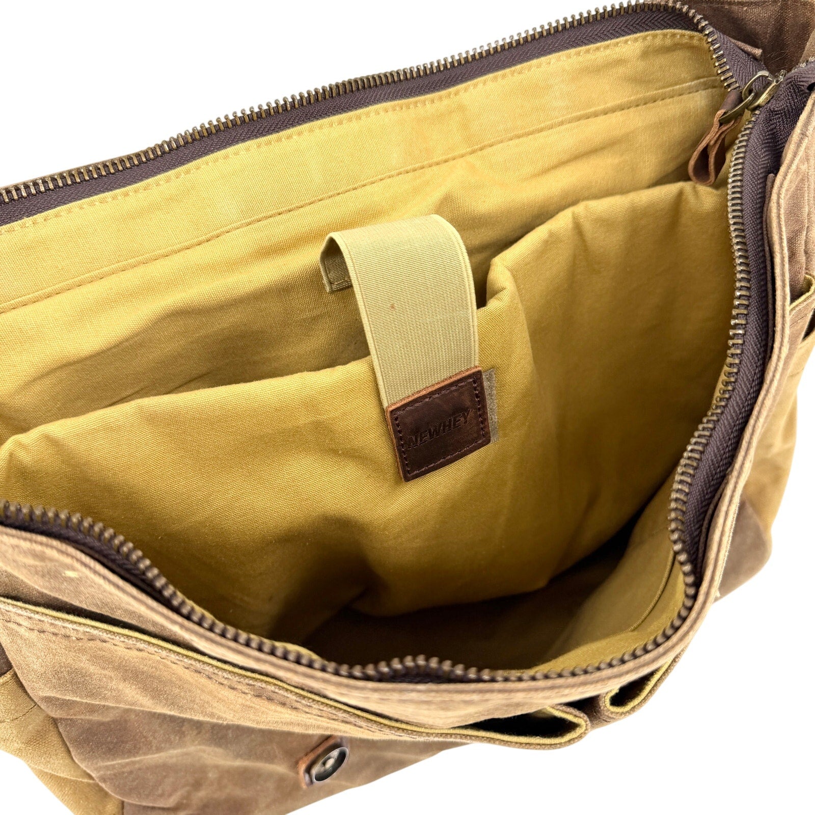 Newhey Brown Distressed Canvas Genuine Leather Straps Messenger Bag