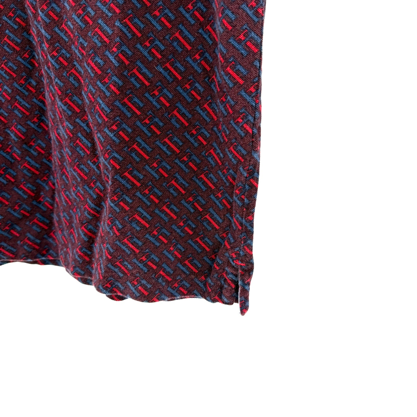 Tommy Hilfiger Maroon All Over Print 100% Cotton Logo Polo Shirt