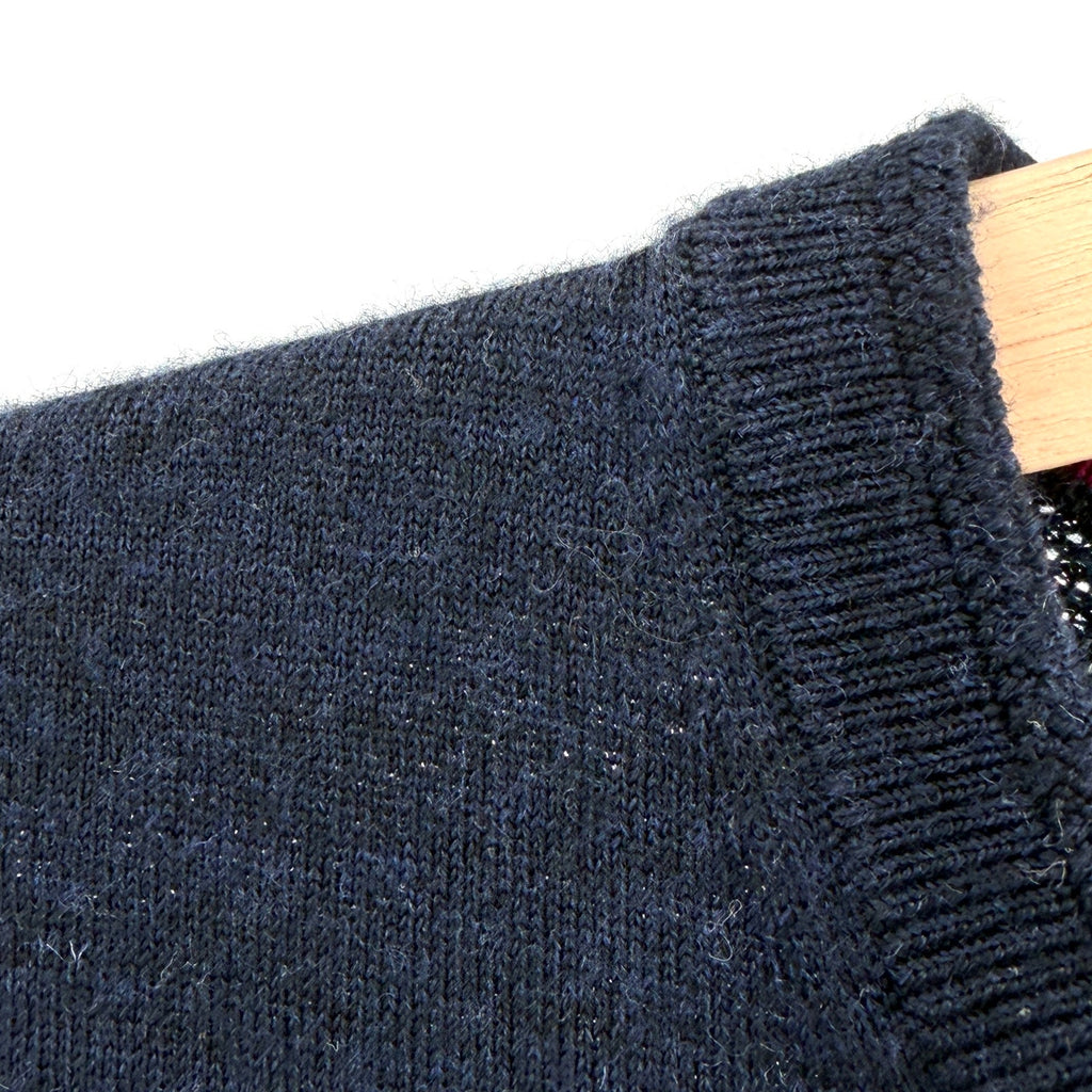 Ted Baker Navy Blue 100% Merino Wool Minimalist V-Neck Sweater