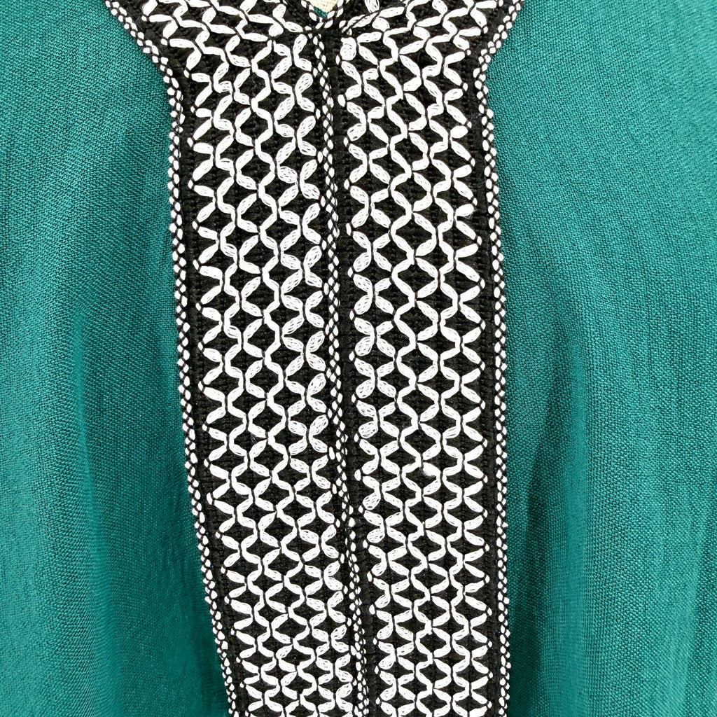 Emirati Teal Green Moroccan Style Djellaba Hooded Kaftan