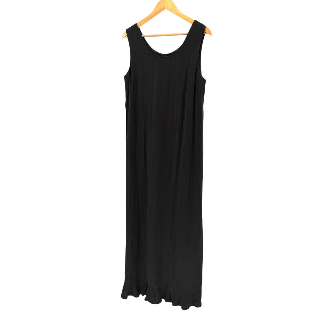 Vintage Y2K Double D Ranchwear Black Ruffle Hem Sleeveless Maxi Dress