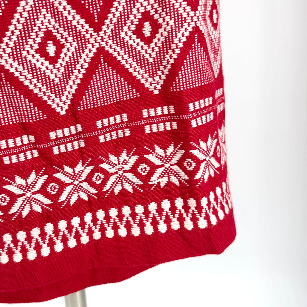 Vintage 80s Red 100% Cotton Ethnic Embroidered Wrap Skirt
