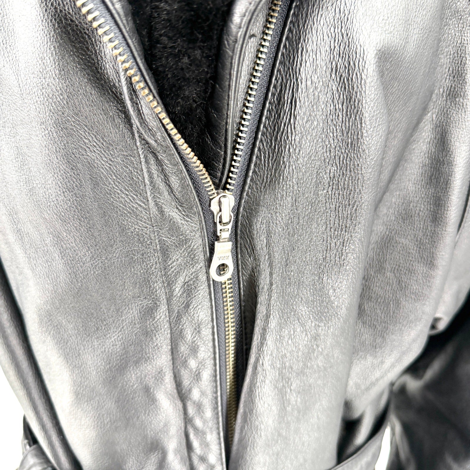 Vintage 90s Wilsons Genuine Leather Faux Fur Hooded Winter Parka Coat