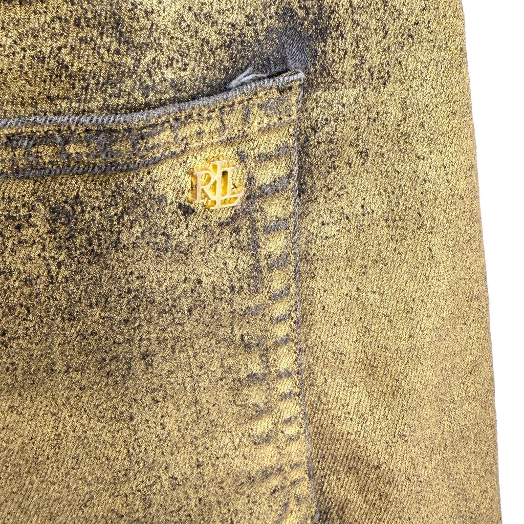Lauren Ralph Lauren Black Gold Coated Metallic Skinny Denim Jeans