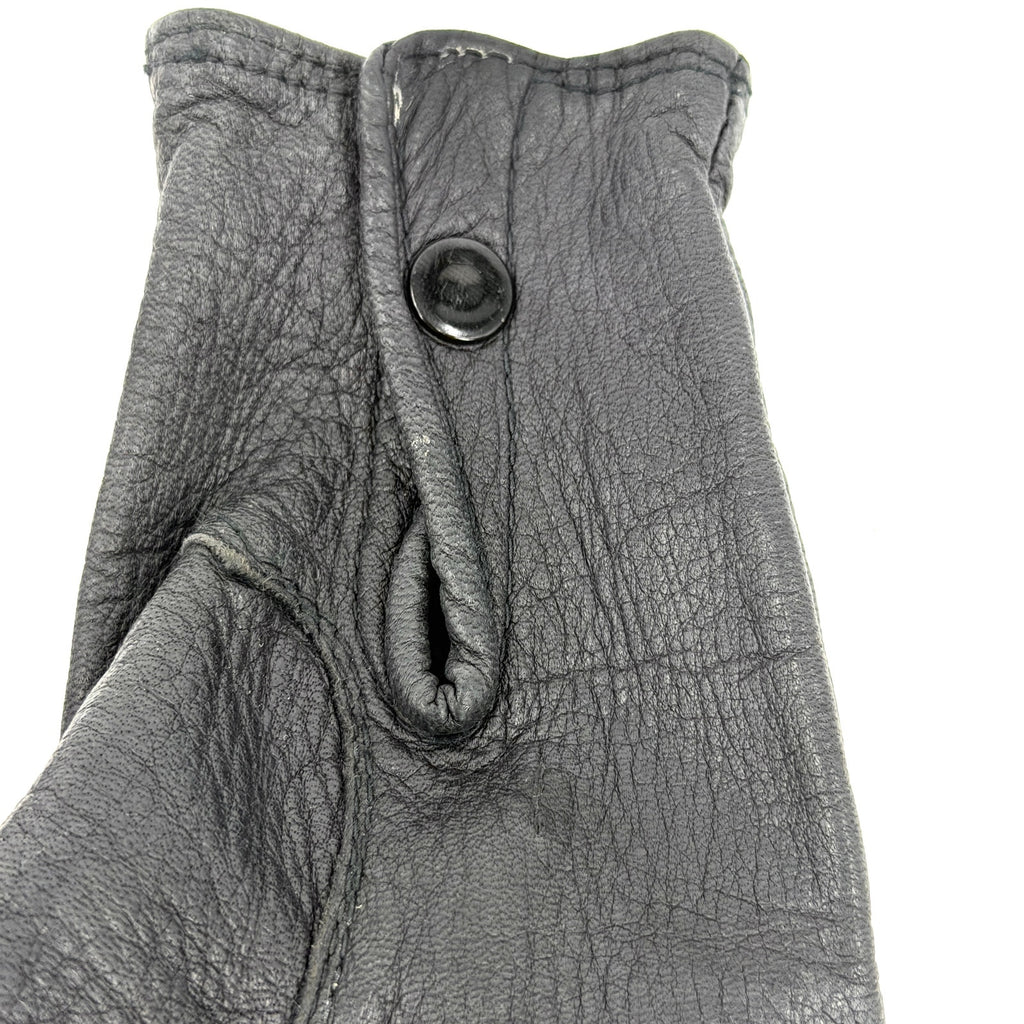 Vintage 90s Black Genuine Leather Minimalist Snap Closure Driving Gloves