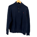 Polo Ralph Lauren Navy Blue 100% Cotton Preppy Mock Neck Sweater