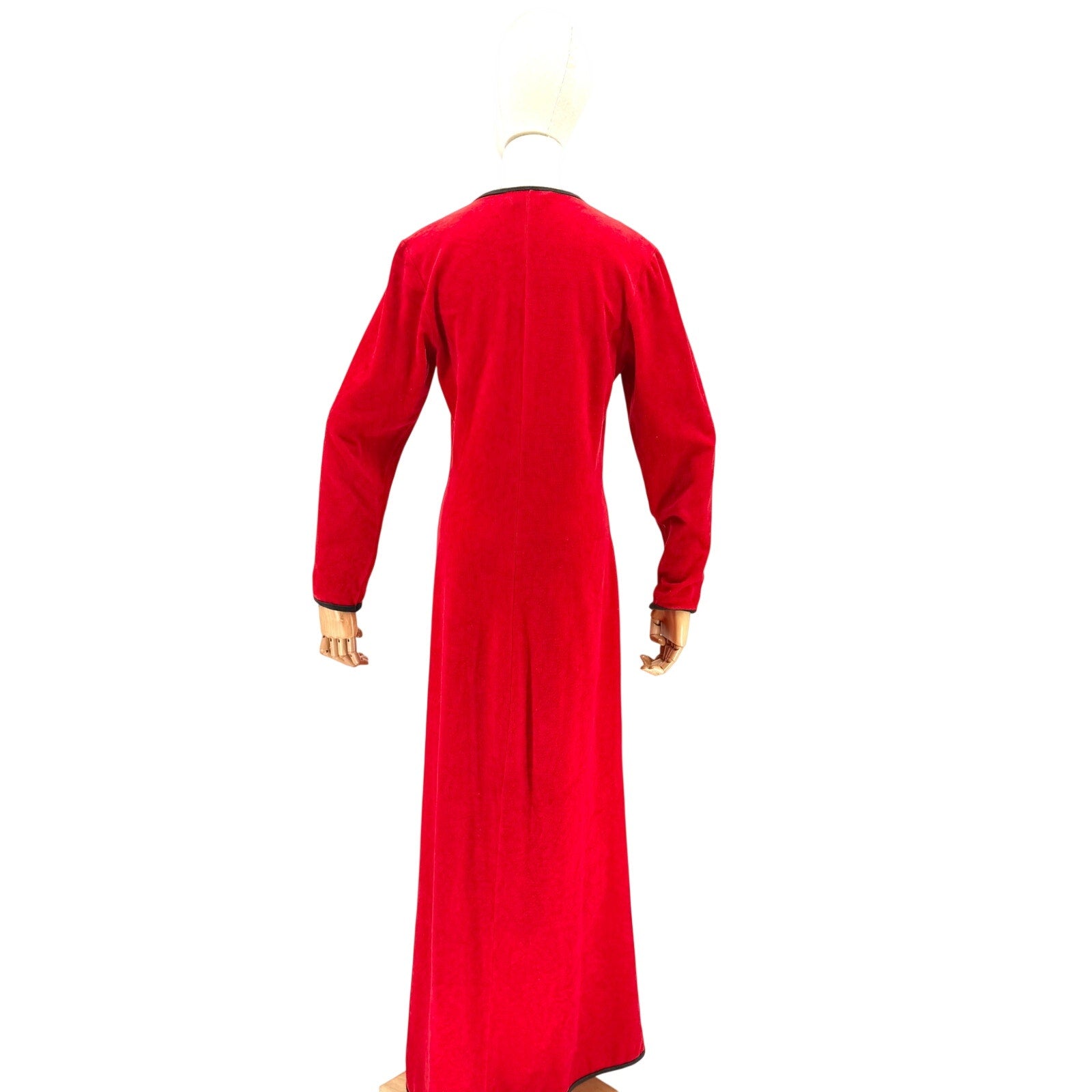 Vintage 70s Geoffrey Beene Swirl Red Velour Zip Front House Coat
